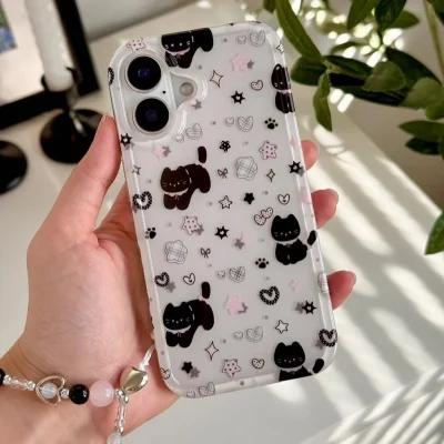 قاب گربه مشکی طرح Baby Cat با آویز مناسب گوشی آیفون