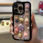 قاب لابوبو برجسته شفاف طرح Cute Labubu مناسب گوشی آیفون