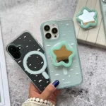 قاب ابر آبی با پاپ سوکت آینه ای طرح ستاره مناسب گوشی آیفون - Image 4