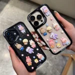 قاب لابوبو برجسته شفاف طرح Cute Labubu مناسب گوشی آیفون - Image 3