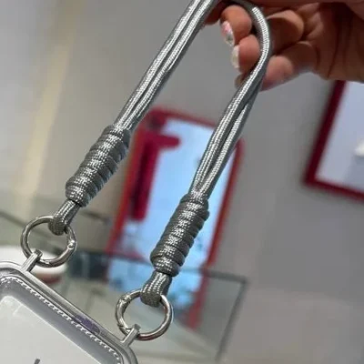 بند آویز طوسی کوتاه