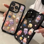 قاب لابوبو برجسته شفاف طرح Cute Labubu مناسب گوشی آیفون - Image 2