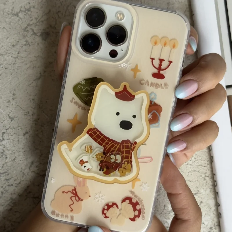 قاب پاپ سوکت متحرک سگ کریسمس طرح Candle Puppy مناسب گوشی آیفون - Image 3