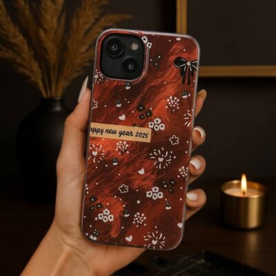قاب گل و پاپیون طرح Red Bloom مناسب گوشی آیفون