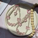 بند آویز مدل مروارید و پاپیون صورتی - Image 3