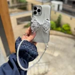 قاب پاپیون نقره ای با بند ژلاتینی مناسب گوشی آیفون - Image 5