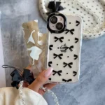 قاب ورق شاین شفاف طرح Cute Bow Tie با آویز مناسب گوشی آیفون - Image 4