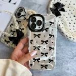 قاب ورق شاین شفاف طرح Cute Bow Tie با آویز مناسب گوشی آیفون - Image 2