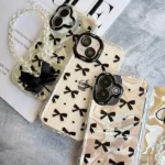 قاب ورق شاین شفاف طرح Cute Bow Tie با آویز مناسب گوشی آیفون - Image 3